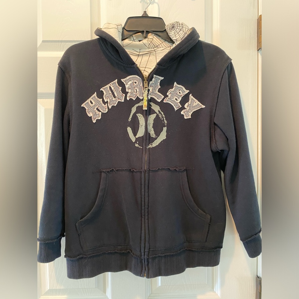 HURLEY BOYS REVERSIBLE ZIP-FRONT SWEATSHIRT, SIZE 10-12